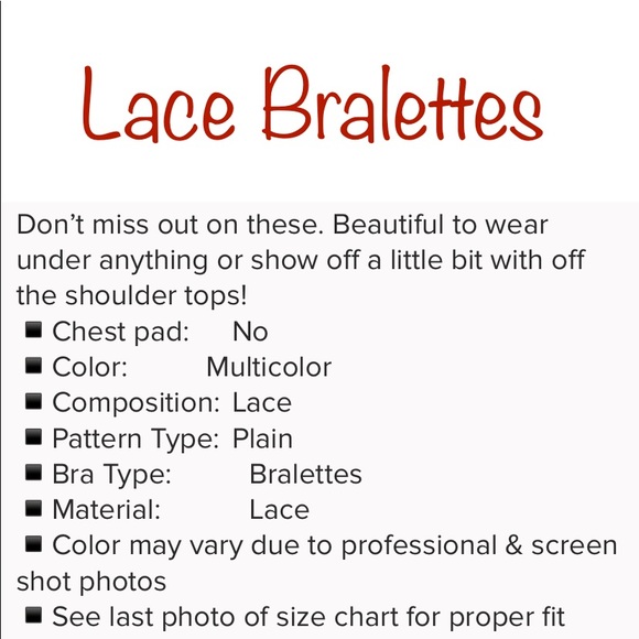 FLASH SALE🆕Sexy Lace Bralettes Red, White & Black - Picture 2 of 6